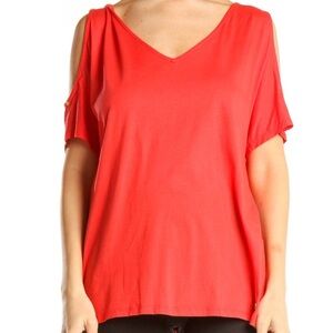 Michael Kors Red Cold Shoulder Tee